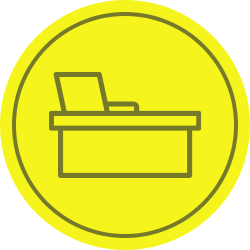 Icon of a desk for Spaces We Organize, professional organizing service in New York, NY, to help declutter office spaces.