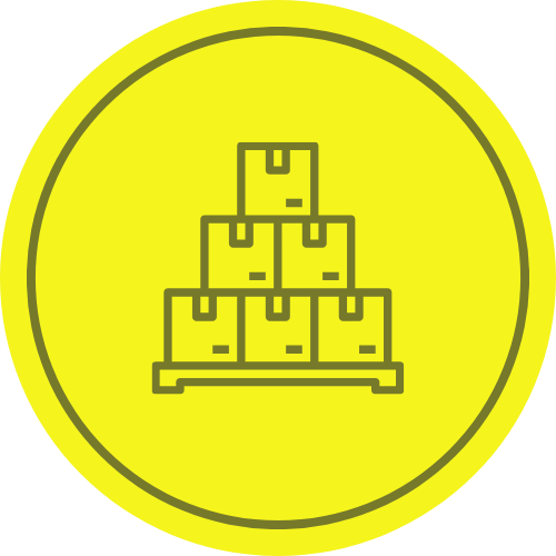 Icon depicting stacked boxes on a pallet, representing efficient storage solutions for organizing spaces in offices and homes.