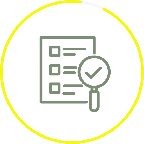 Checklist with magnifying glass symbolizing inventory review and organization for efficient storage solutions.