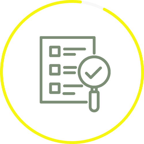 Checklist and magnifying glass icon representing consultation and planning for kitchen organization services by ORG NYC.