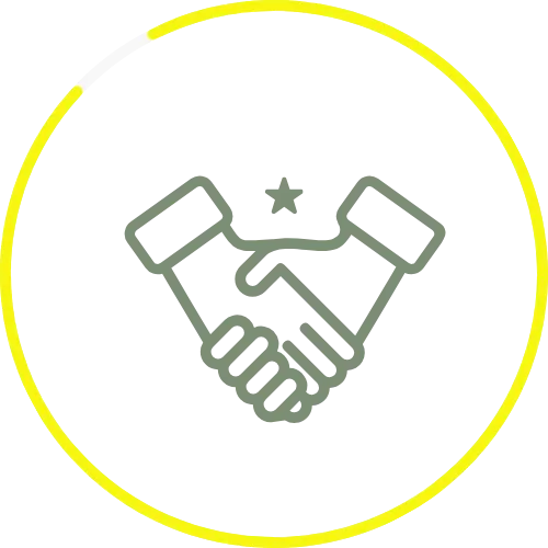 Handshake icon symbolizing support and collaboration in end-of-life planning services by ORG NYC.