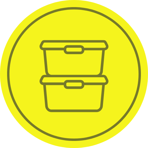 Icon of stacked storage containers, illustrating storage room organization ideas and solutions for tidying up your home, warehouse or office.